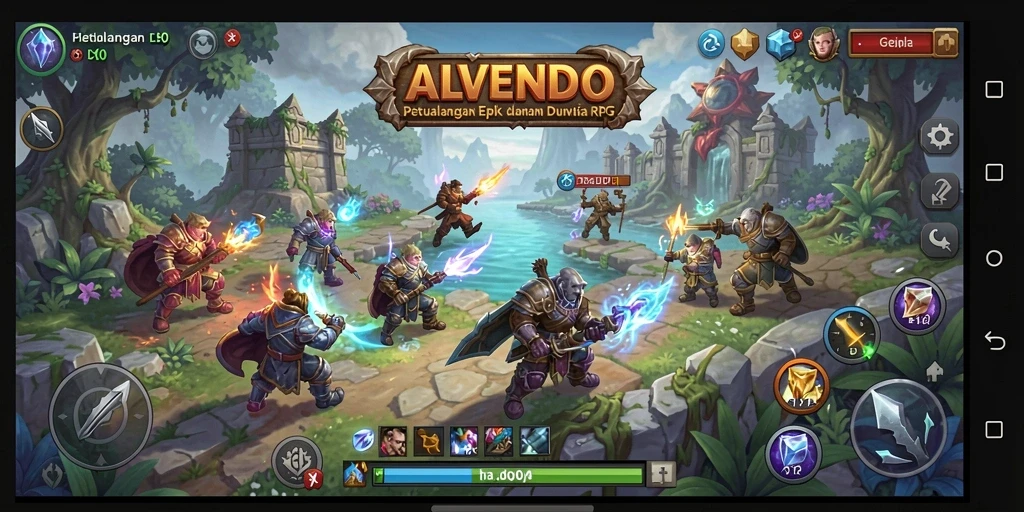 Tampilan gameplay RPG yang menengah dan penuh aksi dari ALVENDO.