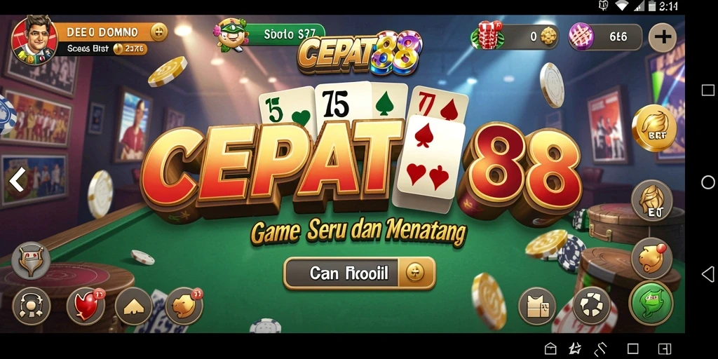 Tampilan gameplay seru dalam aplikasi CEPAT88 Domino.