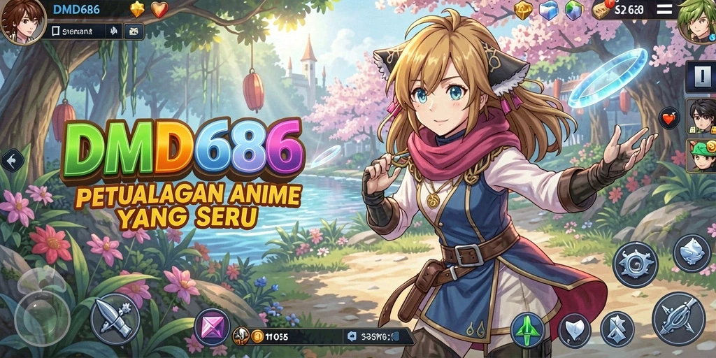 Tampilan gameplay menakjubkan dengan karakter anime yang hidup.