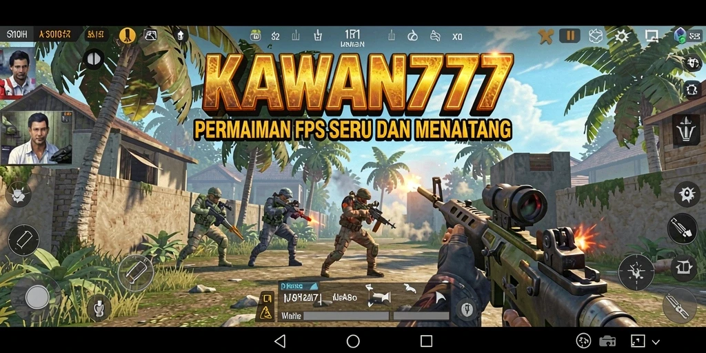 Screenshot gameplay KAWAN777 yang menampilkan aksi intens di pertempuran FPS.