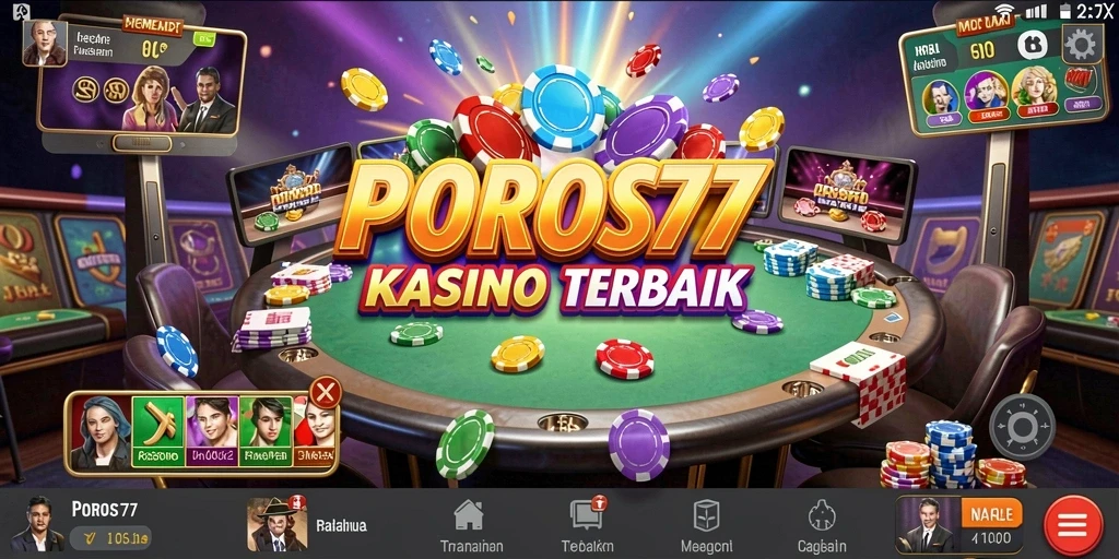 Screenshot utama POROS77 menampilkan gameplay Kasino yang menarik dan menghibur.