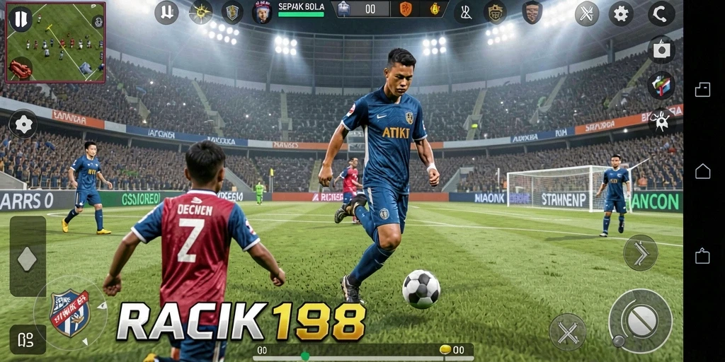 Tampilan menarik dari gameplay sepak bola di RACIK198.