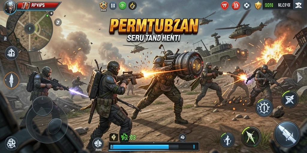 Gameplay seru dan intens dalam RPVIP5 di arena pertempuran.