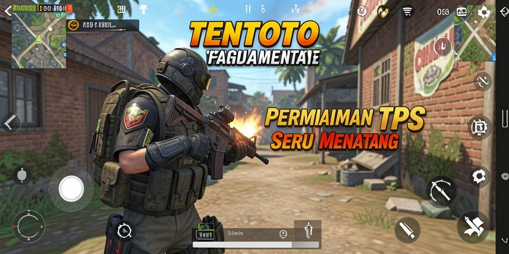 Screenshot utama <strong>TENTOTO</strong> menampilkan karakter dalam aksi tembak-menembak TPS yang mendebarkan.