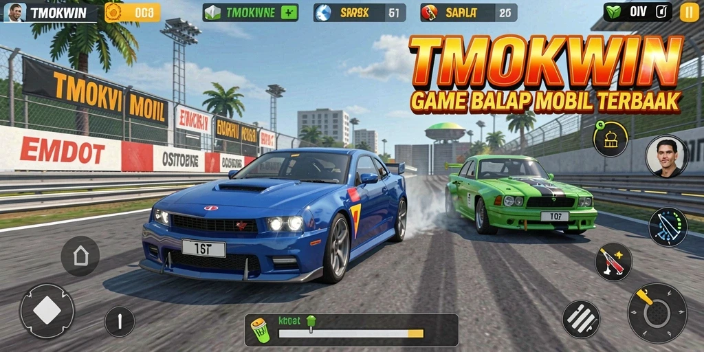 Tampilan gameplay balapan yang mendebarkan dalam TMOKWIN.